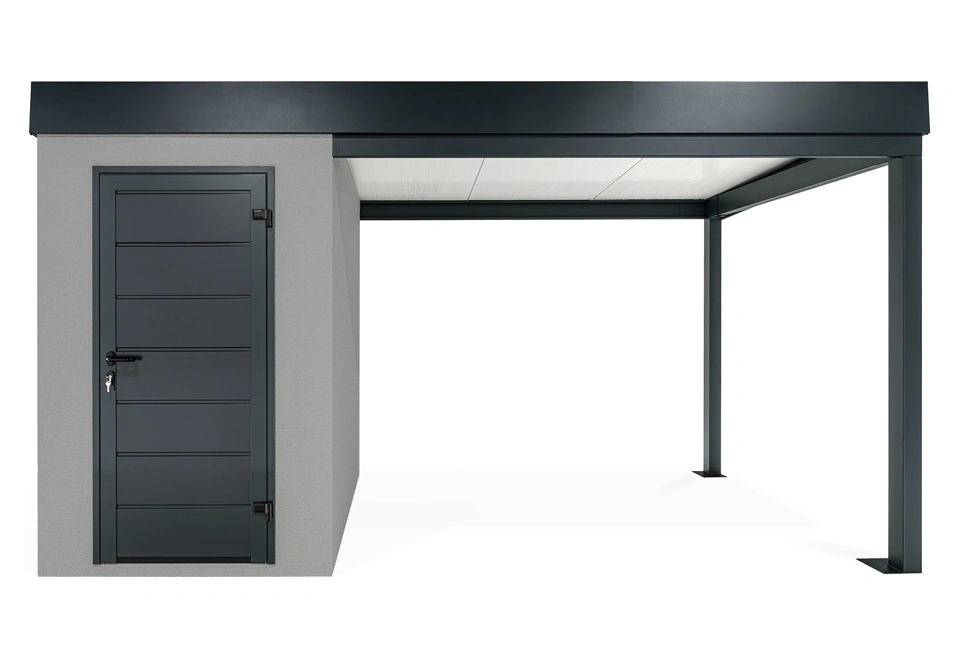 GARDEON® Mini-Gartenhaus mit Hörmann-Türen und überdachtem Bereich