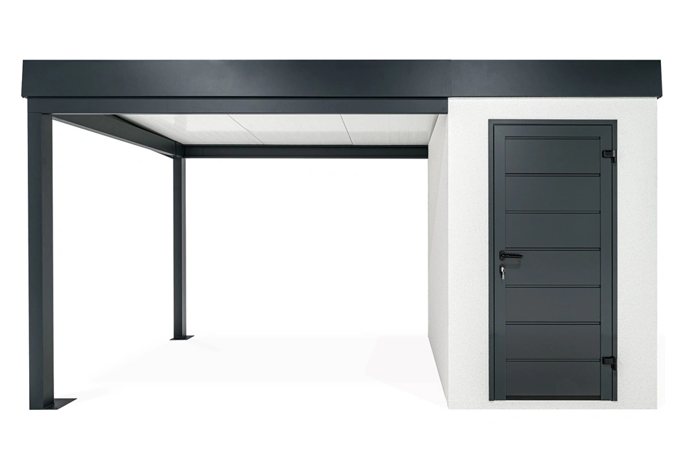 GARDEON® Mini-Gartenhaus mit Hörmann-Türen und überdachtem Bereich