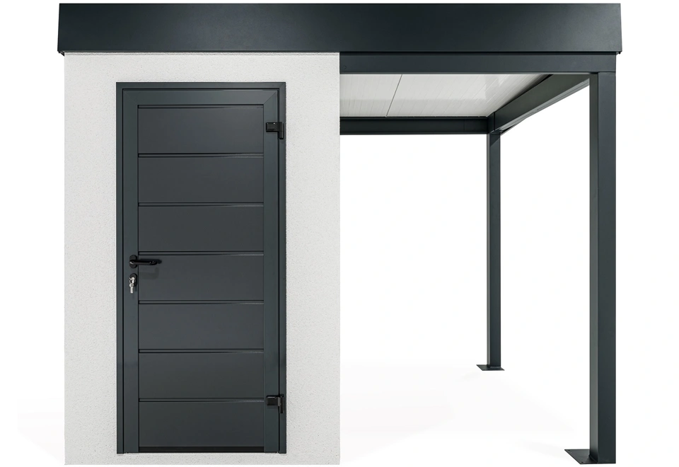 GARDEON® Mini-Gartenhaus mit Hörmann-Türen und überdachtem Bereich