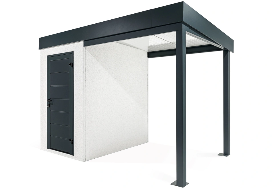 GARDEON® Mini-Gartenhaus mit Hörmann-Türen und überdachtem Bereich